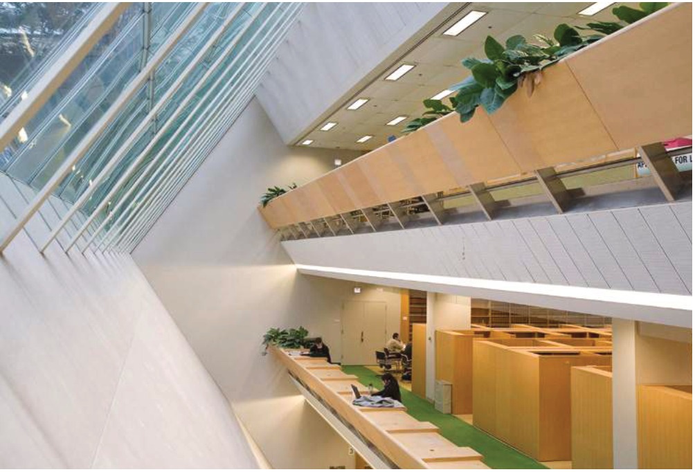 The three-level atrium of the Underground Law Library