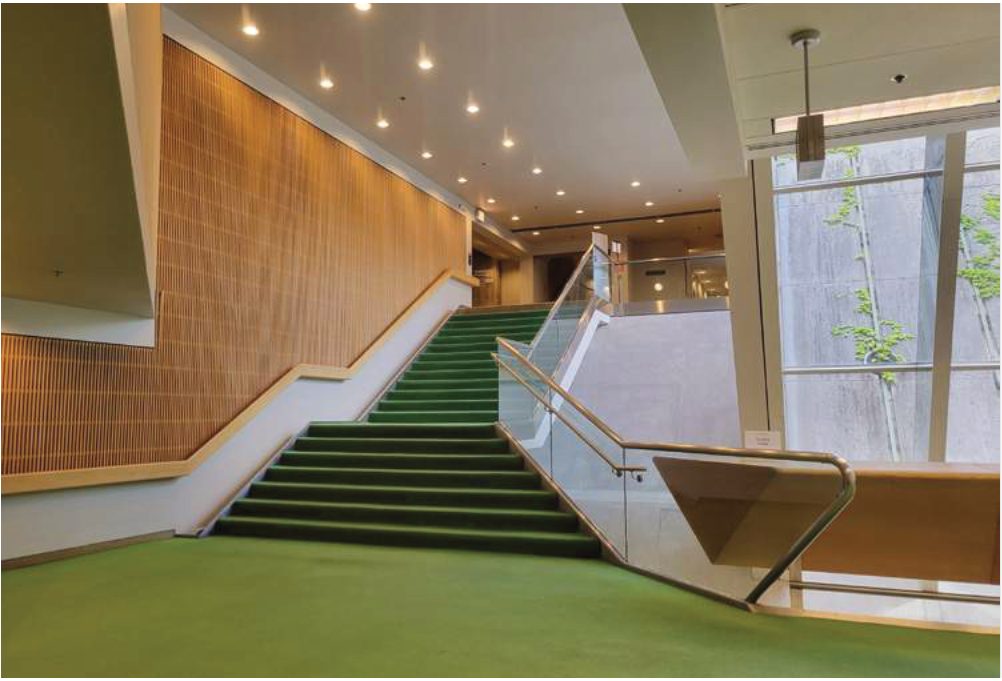 The entry staircase from Legal Research down to Sub-1